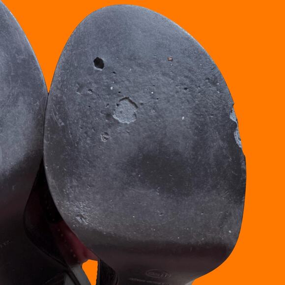 00's vintage dark brown leather platform y2k thong flip flops Size 8.5 *flaws* - Picture 8 of 9